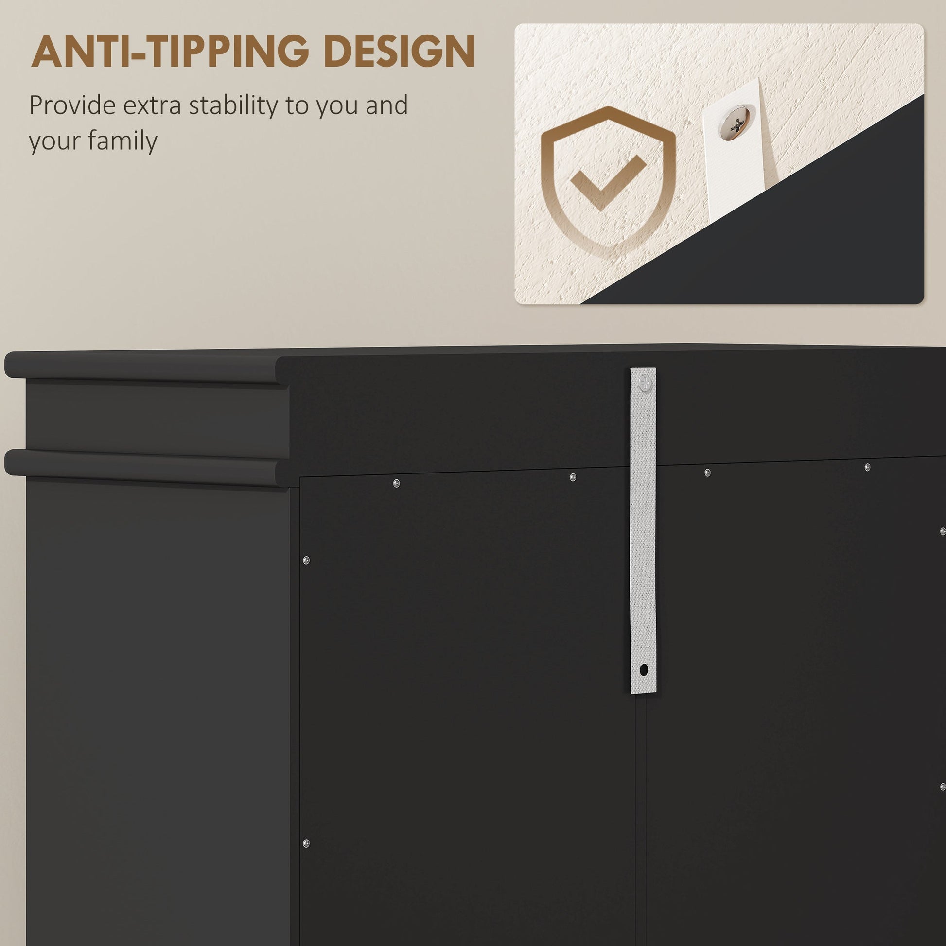 HOMCOM Three-Drawer Minimalistic Shoe Cabinet - Black