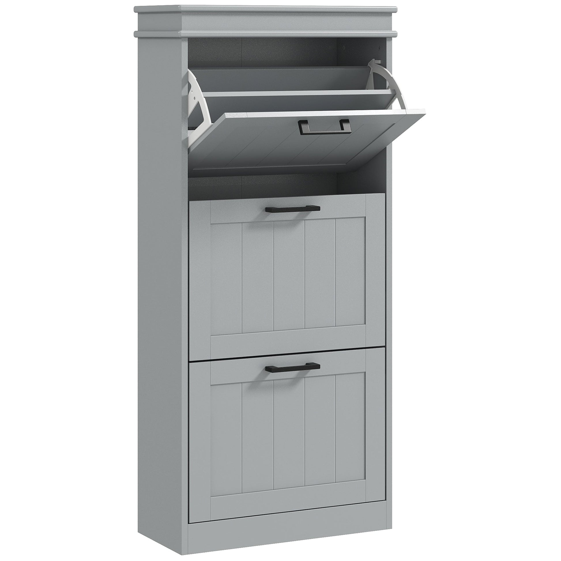 Three-Drawer Minimalistic Shoe Cabinet - Grey