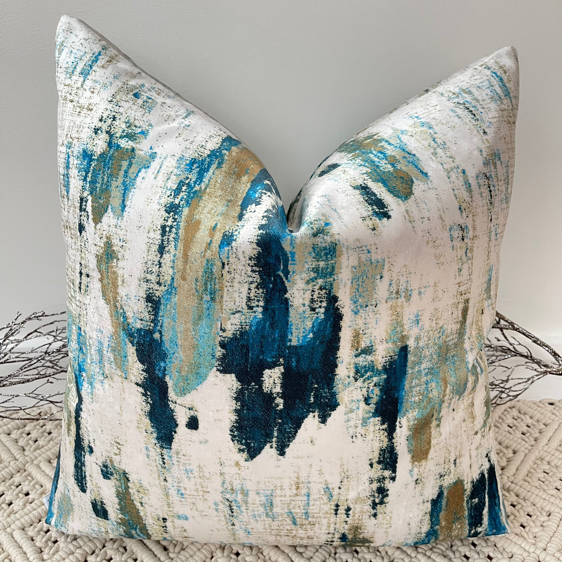 The Couture Cushion - The Peacock Teal Velvet - Style No. 10