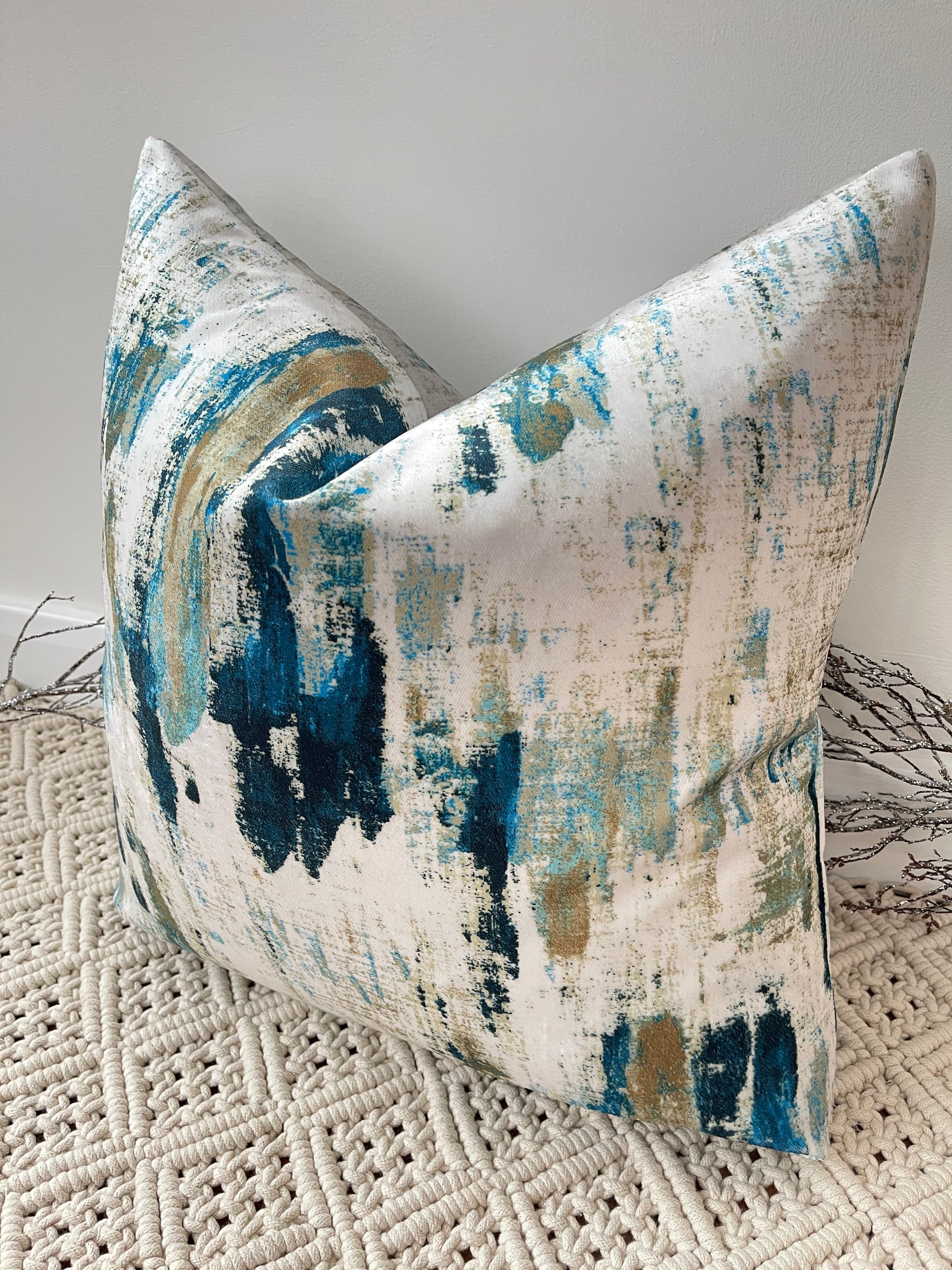 The Couture Cushion - The Peacock Teal Velvet - Style No. 10