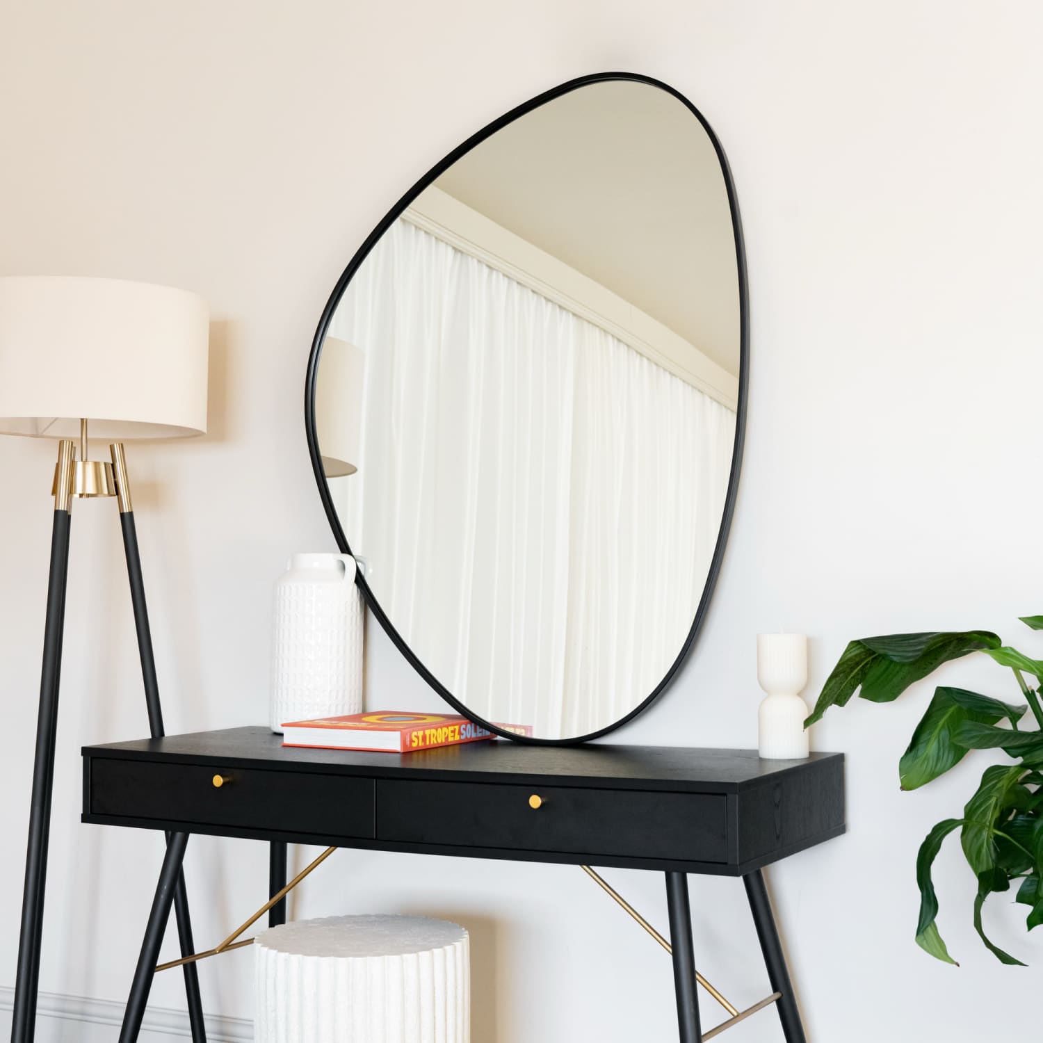 Izumi - Black Metal Irregular Pebble Mirror - 120cm x 90cm