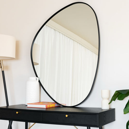 Black Metal Irregular Pebble Mirror - 120cm x 90cm