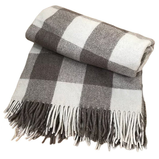 Check Recycled Wool Blanket