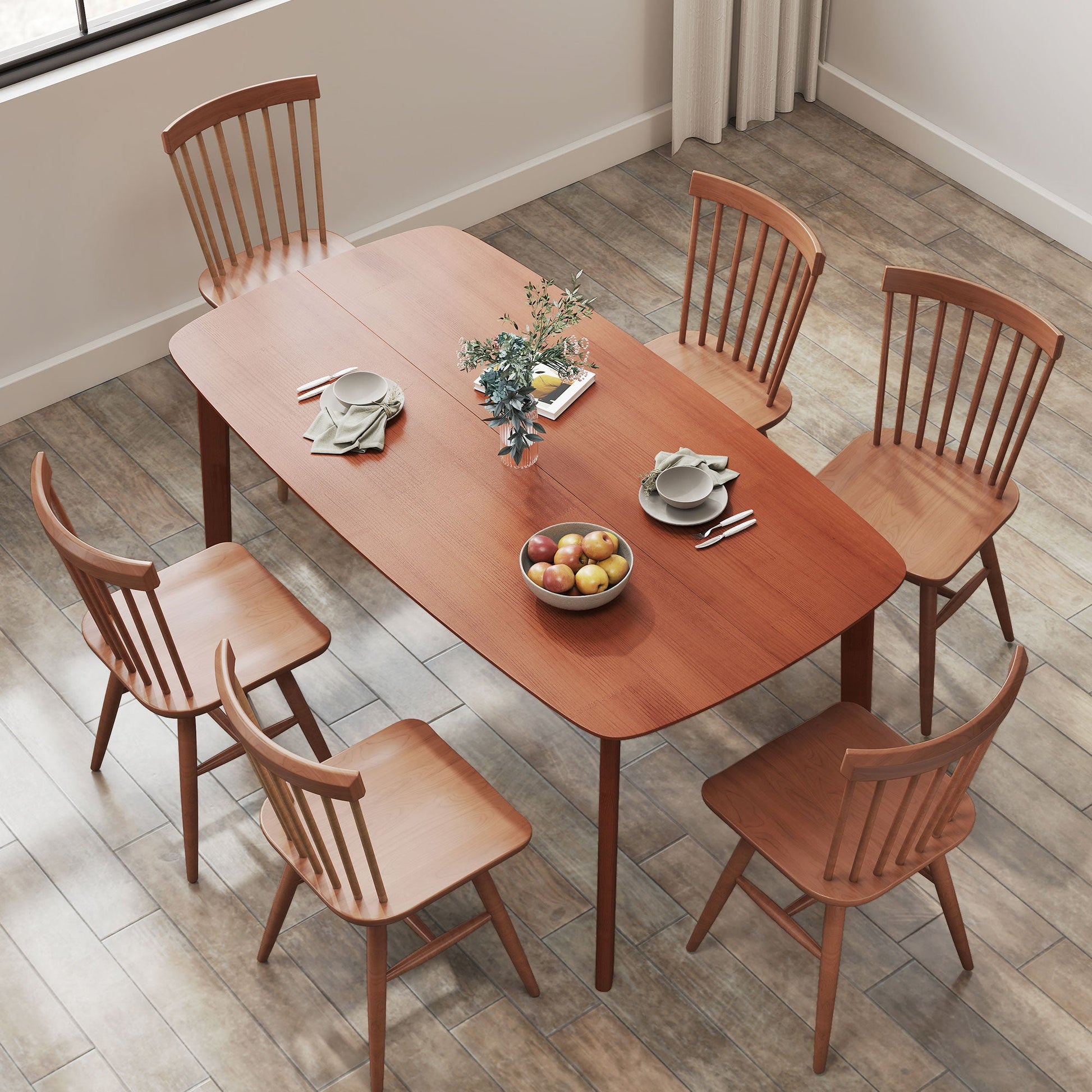 Pine Wood Rectangular Dining Table - Light Brown