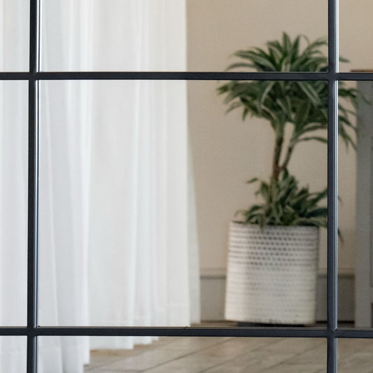 Full Length Black Metal Rectangle Lattice Grid Mirror - 180cm x 105cm