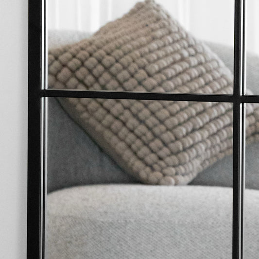 Full Length Black Metal Rectangle Lattice Window Mirror - 180cm x 90cm