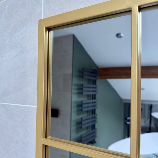 Full Length Gold Metal Rectangle Lattice Grid Mirror - 150cm x 60cm