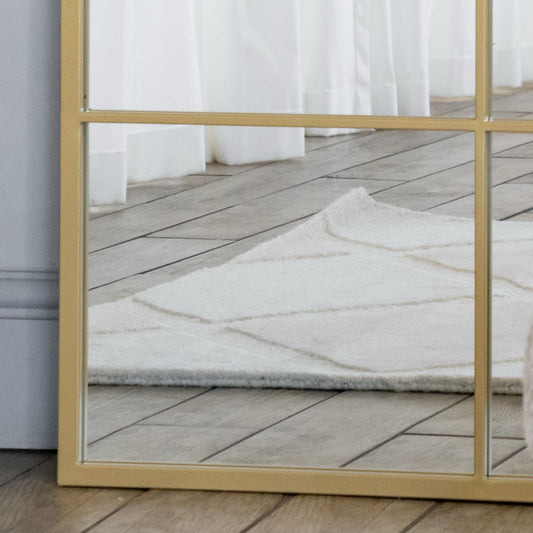 Full Length Gold Metal Rectangle Lattice Grid Mirror - 180cm x 90cm.