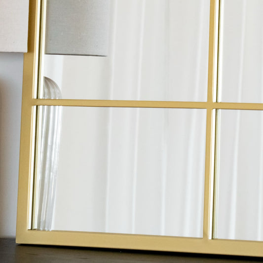 Gold Metal Rectangle Lattice Grid Mirror - 120cm x 95cm