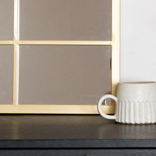 Gold Metal Rectangle Lattice Window Mirror - 90cm x 70cm