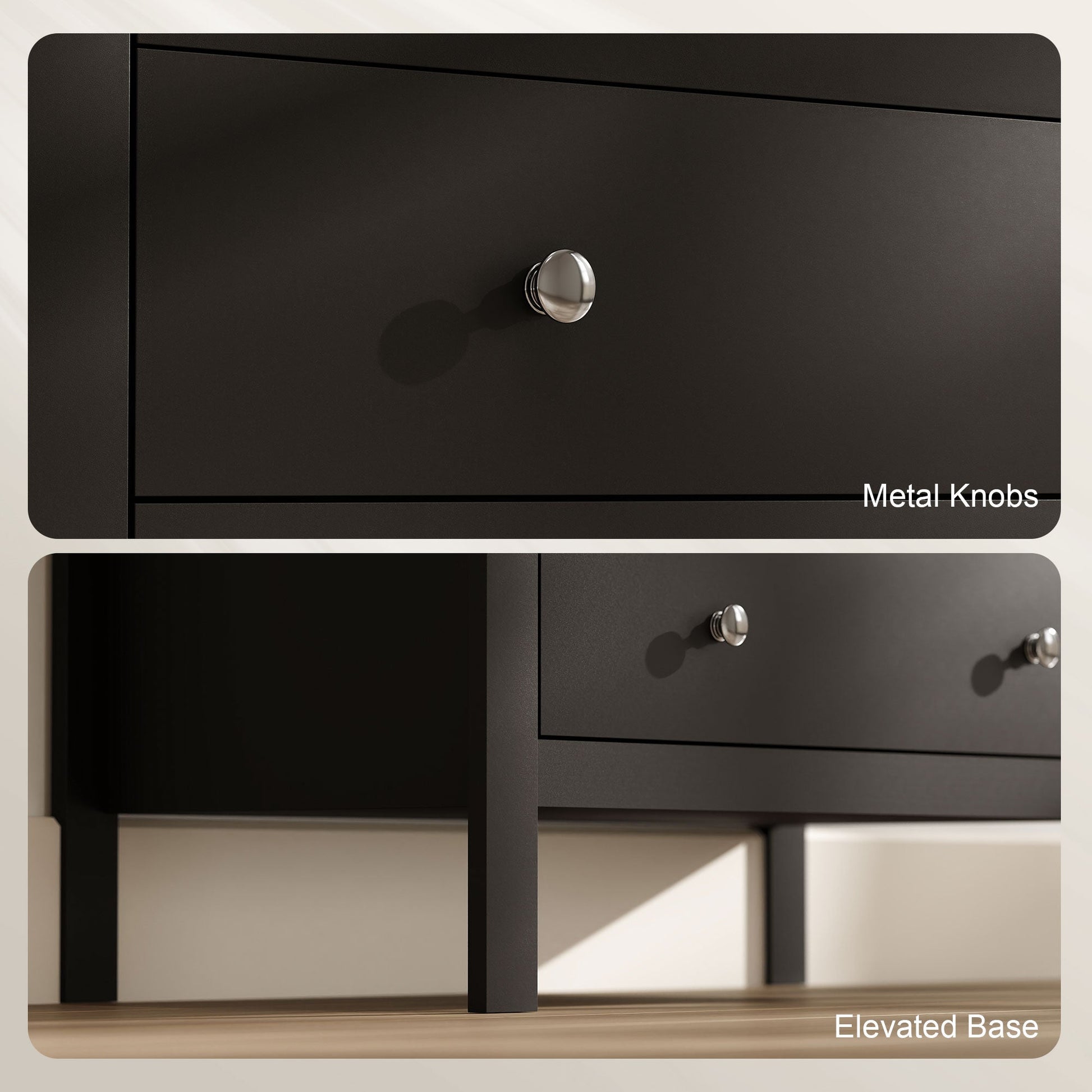 5 Drawer Dresser for Bedroom, Modern Chest of Drawers, Wide Storage Unit for Living Room, Hallway, Black