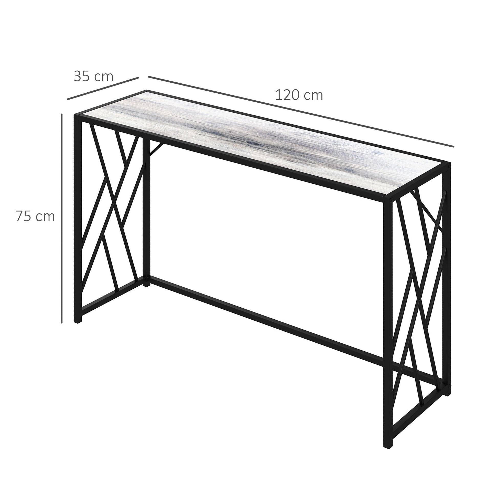 Console Table, Industrial Sofa Table with Metal Frame for Living Room, Hallway, 120cm, Grey