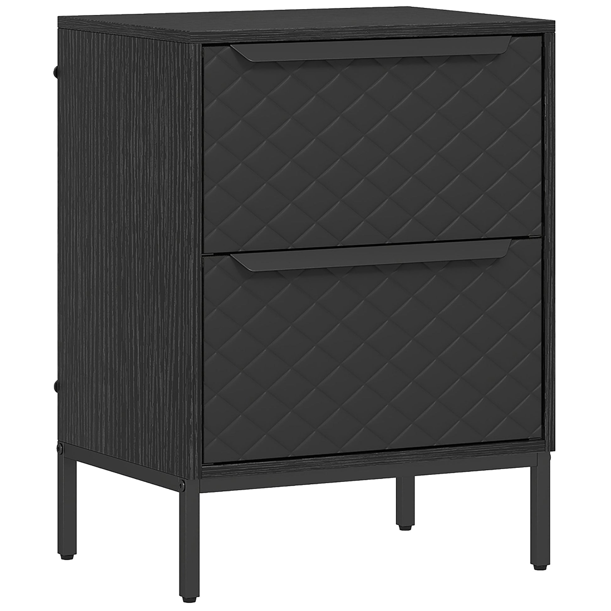 Chest of Drawers, Dresser with 2 Fabric Drawers and Aluminium Handles - Black