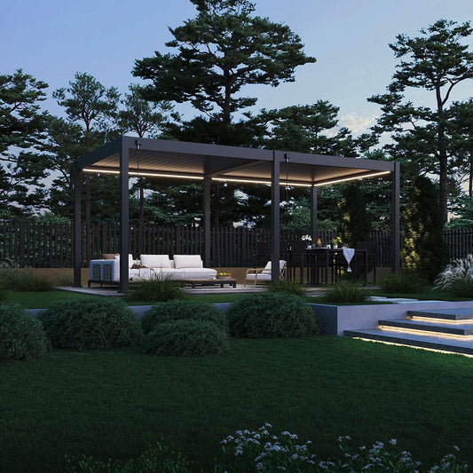 Aluminium Pergola 6m x 3m Free Standing with LED Package