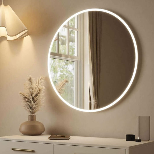 AVA Round Wall Mounted Hollywood Mirror 80cm