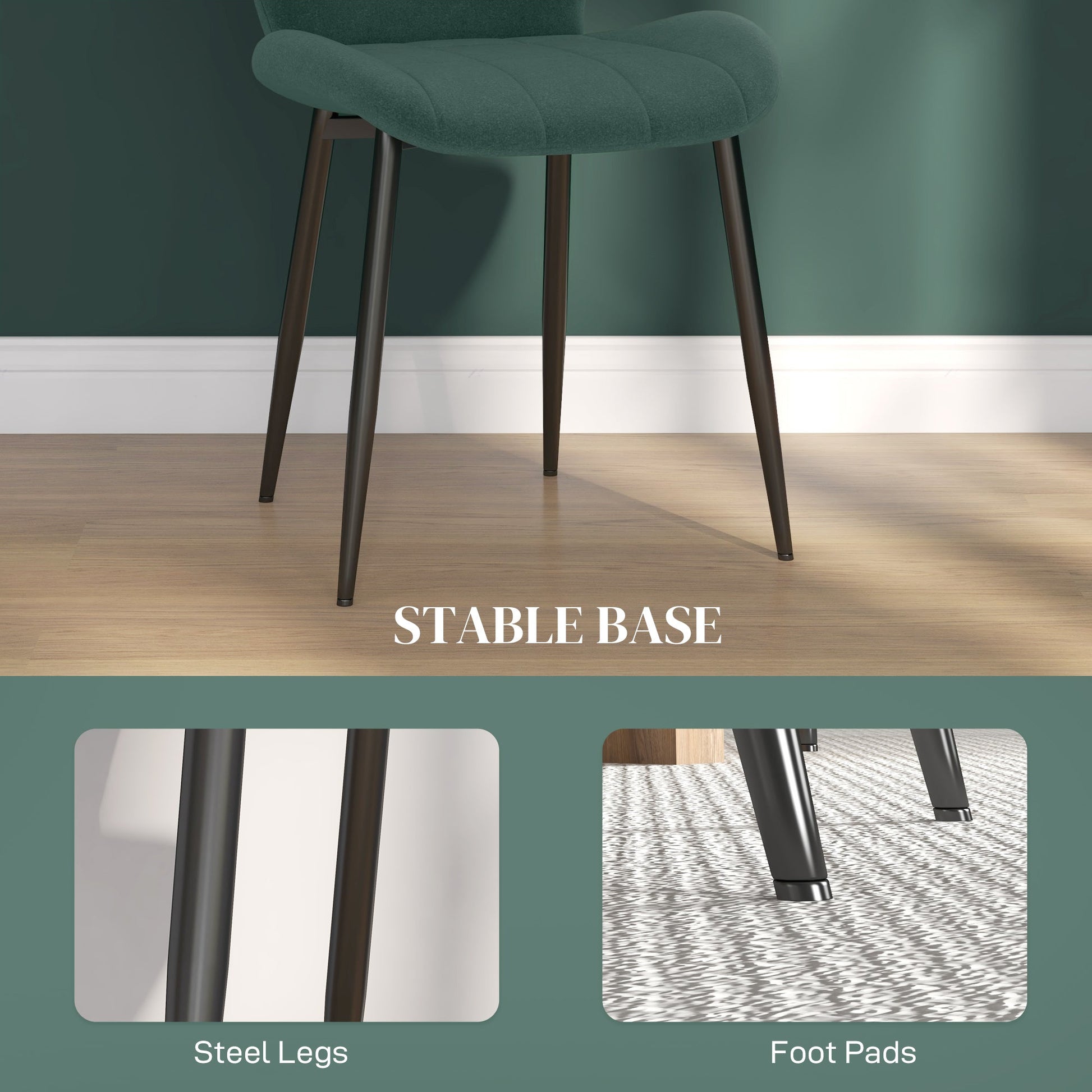 Set of Four Flannel Relaxed Tub Dining Chairs x4 - Green