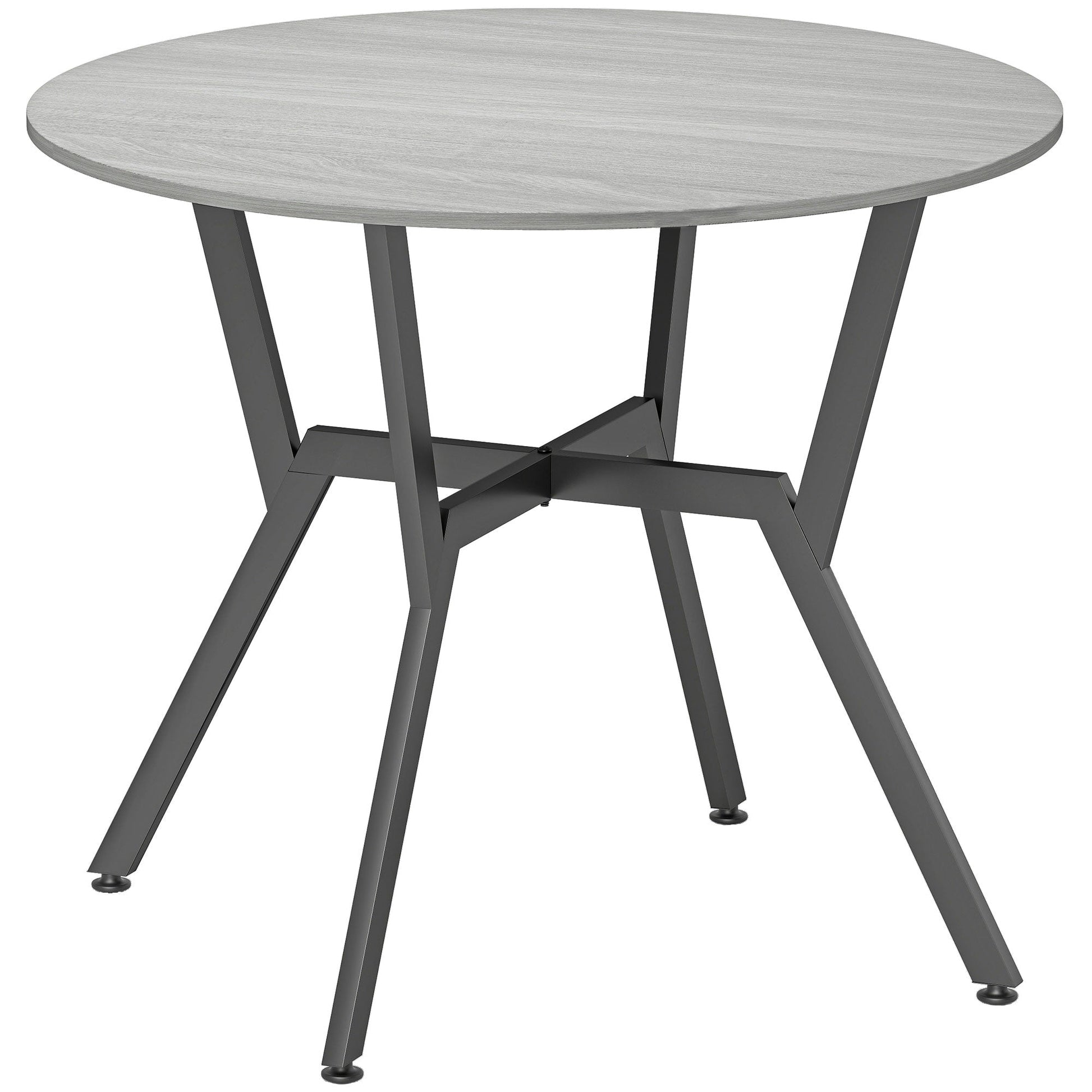 Dining Table, Round Kitchen Table with Black Legs, Anti-slip Foot Pads for Living Room, Dining Room 90 x 76 cm, Grey