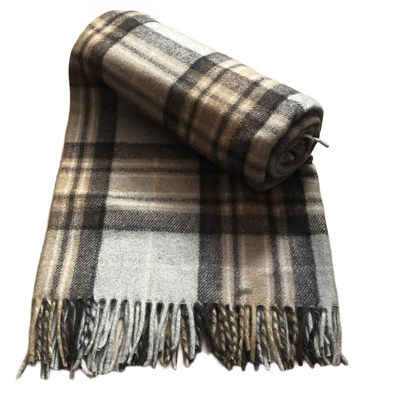 Tartan Recycled Wool Blanket in Soft Tartan Check