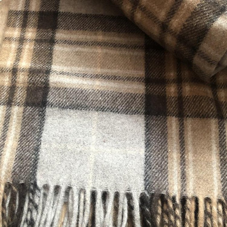Tartan Recycled Wool Blanket in Soft Tartan Check