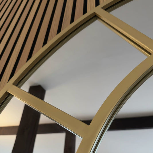 Gold Metal Arched Window Mirror - 95cm x 120cm
