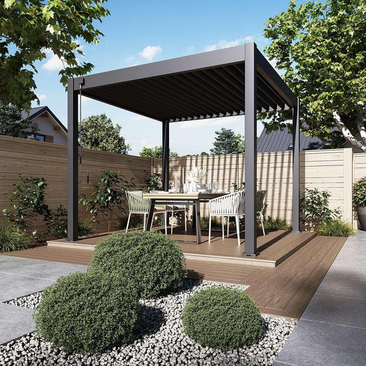 Aluminium Pergola 3m x 3m Free Standing with LED Package