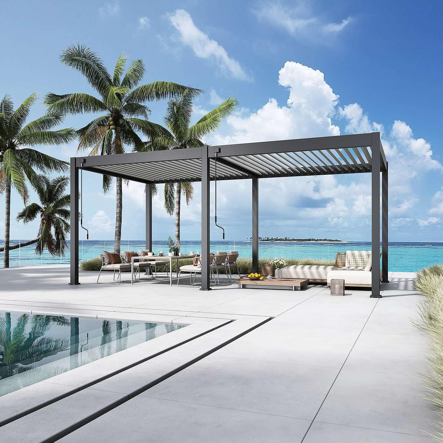 Aluminium Pergola 6m x 3m Free Standing with LED Package
