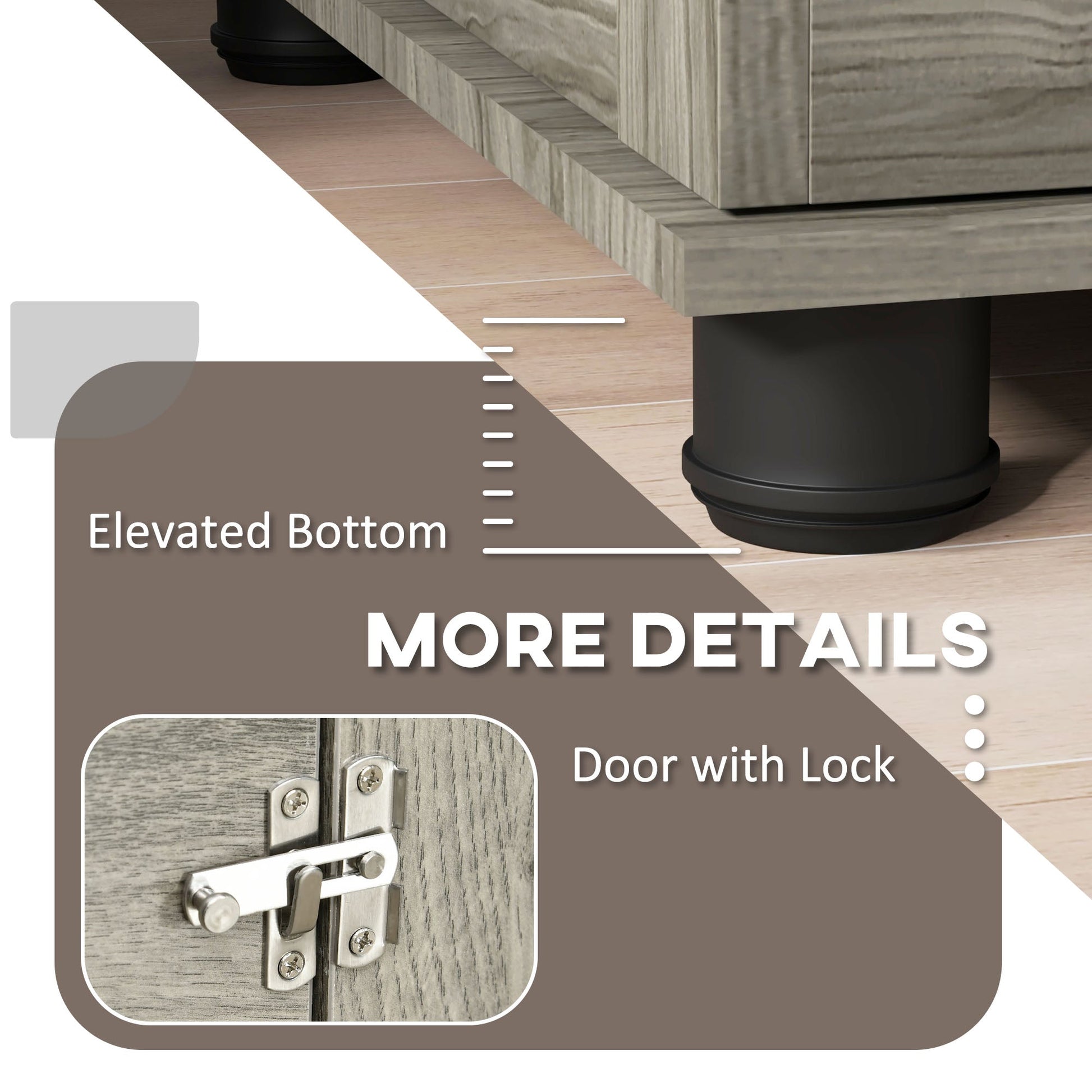 Indoor Dog Crate Furniture End Table with Soft Washable Cushion, Lockable Front Door, for Extra Large Dogs - Grey