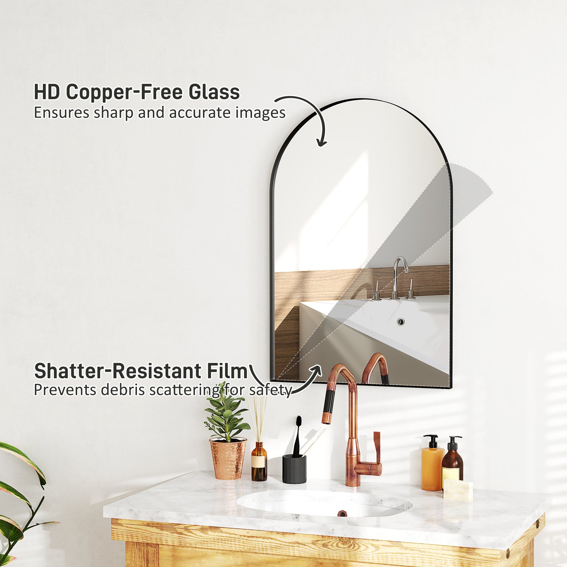 Arched Home Mirror - Black
