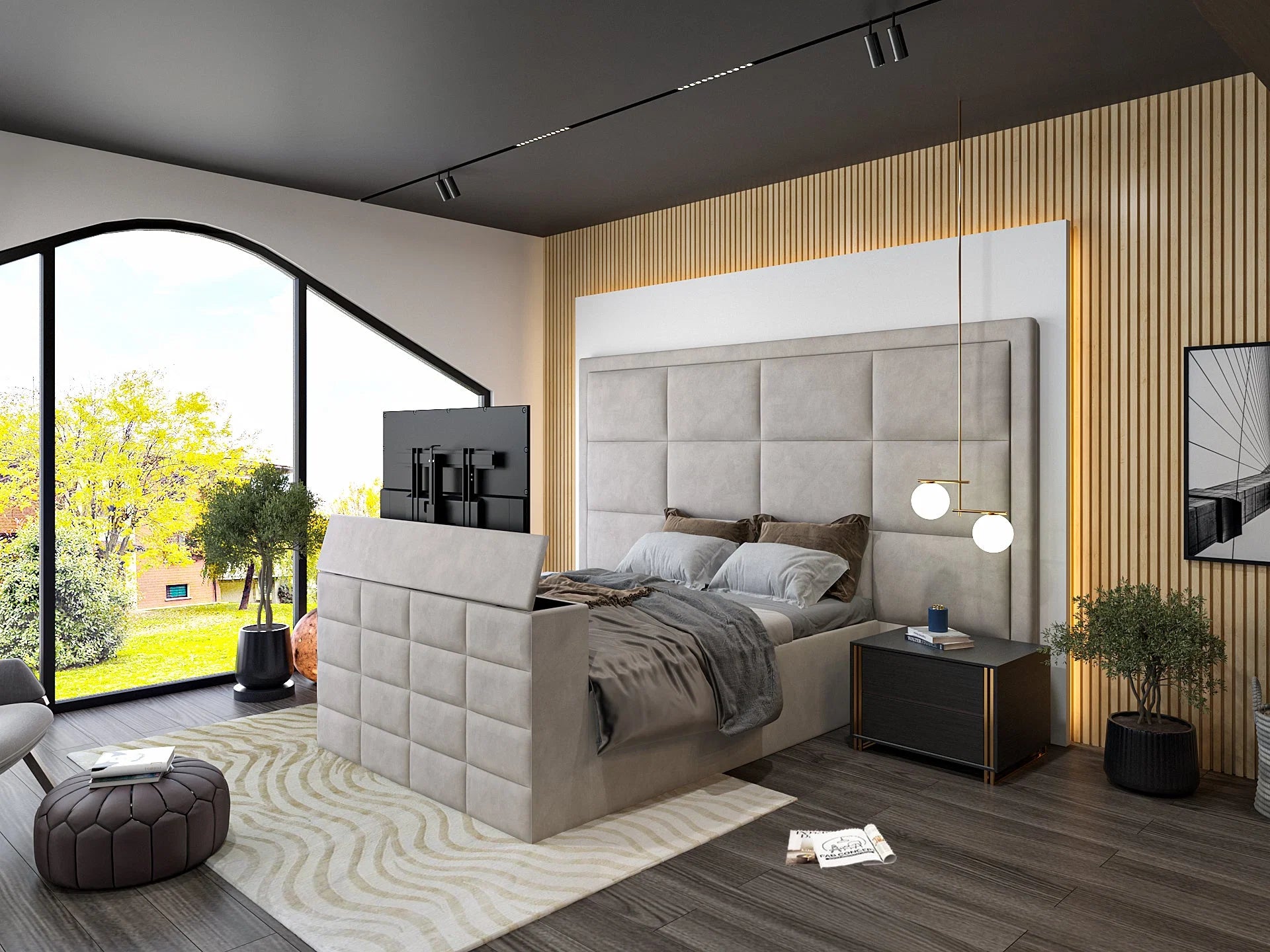 Lirim Upholstered Tv Bed Frame