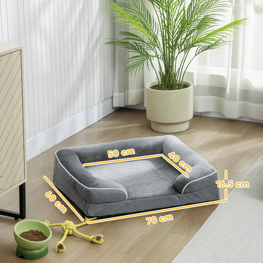Dog Sofa Bed, Washable Pet Bed with Removable Cover and Non-Slip Bottom for Cats and Small Dogs, Grey