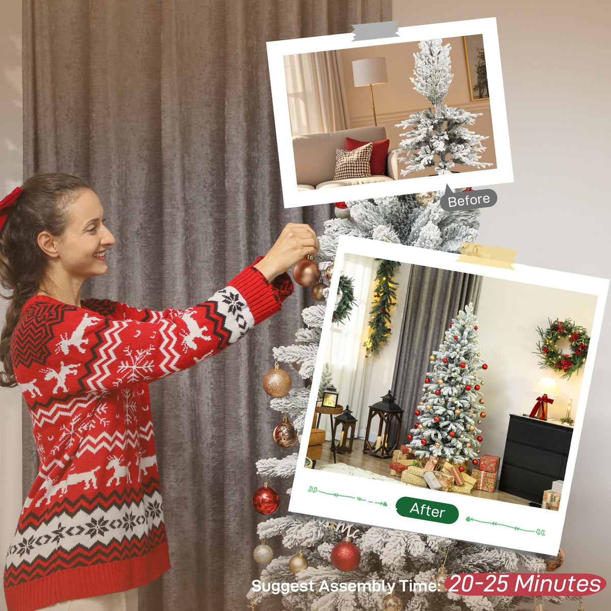 6ft Flocked Artificial Christmas Tree