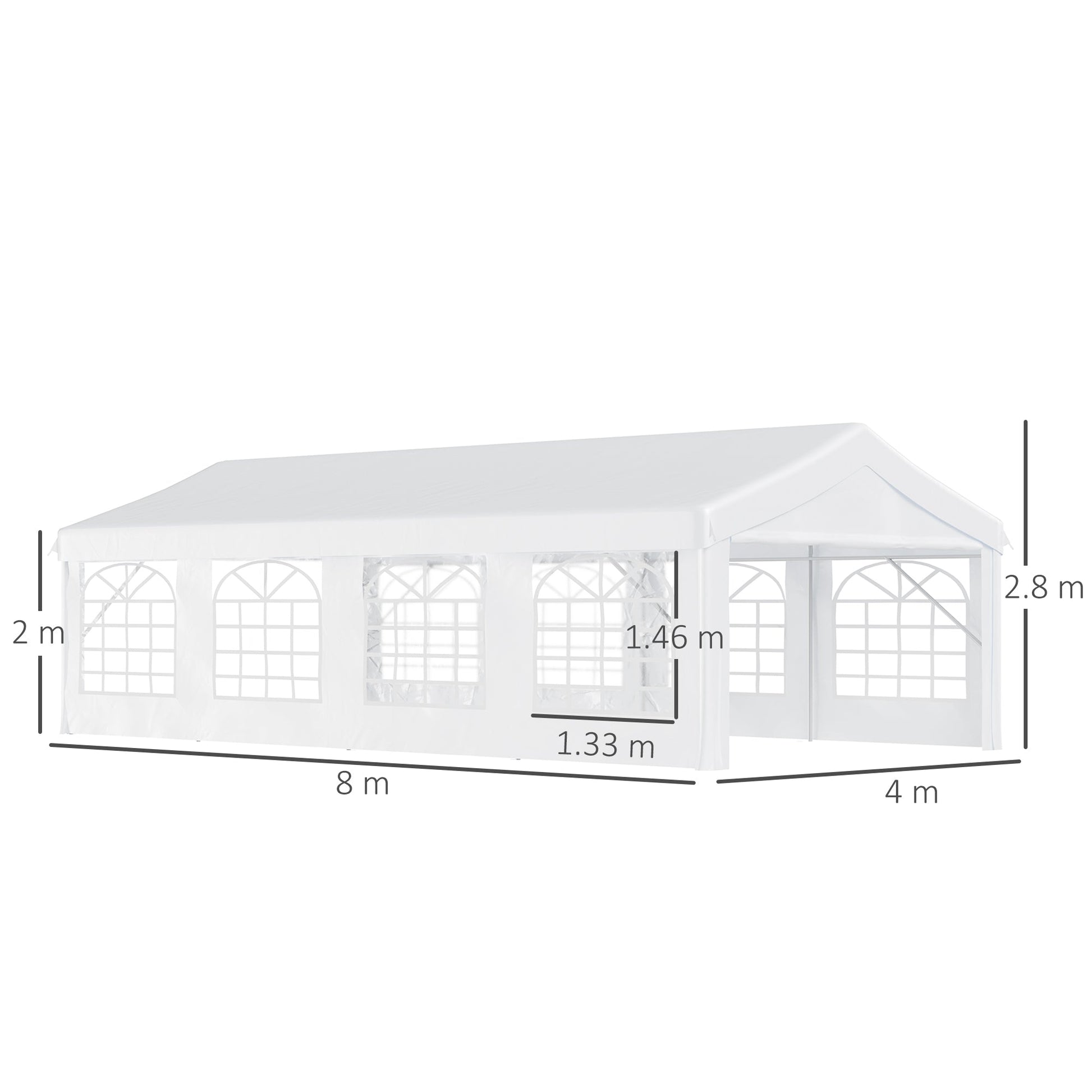 8m x 4m Garden Gazebo Marquee Party Tent Wedding Portable Garage Carport Event shelter Car Canopy Outdoor Heavy Duty Steel Frame Waterproof Rot Resistant