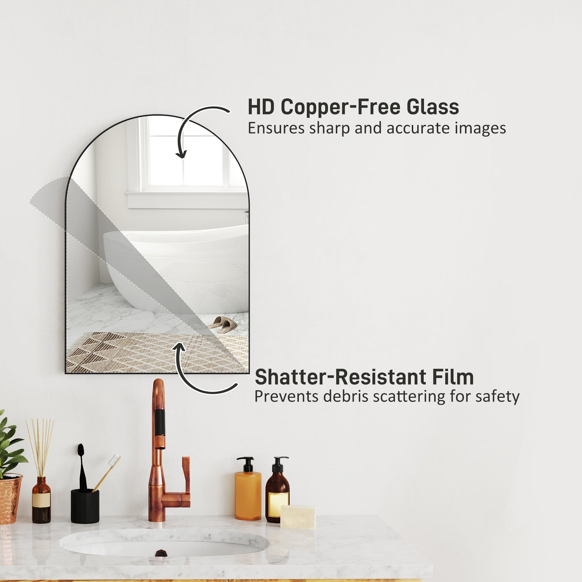 Arched Home Mirror - Black