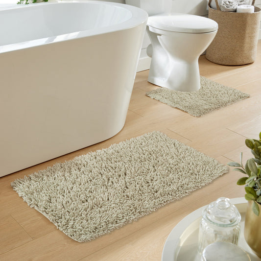 OLIVIA ROCCO Como 2-Piece Natural Bath Mat And Pedestal Set Non-Slip Super Absorbent