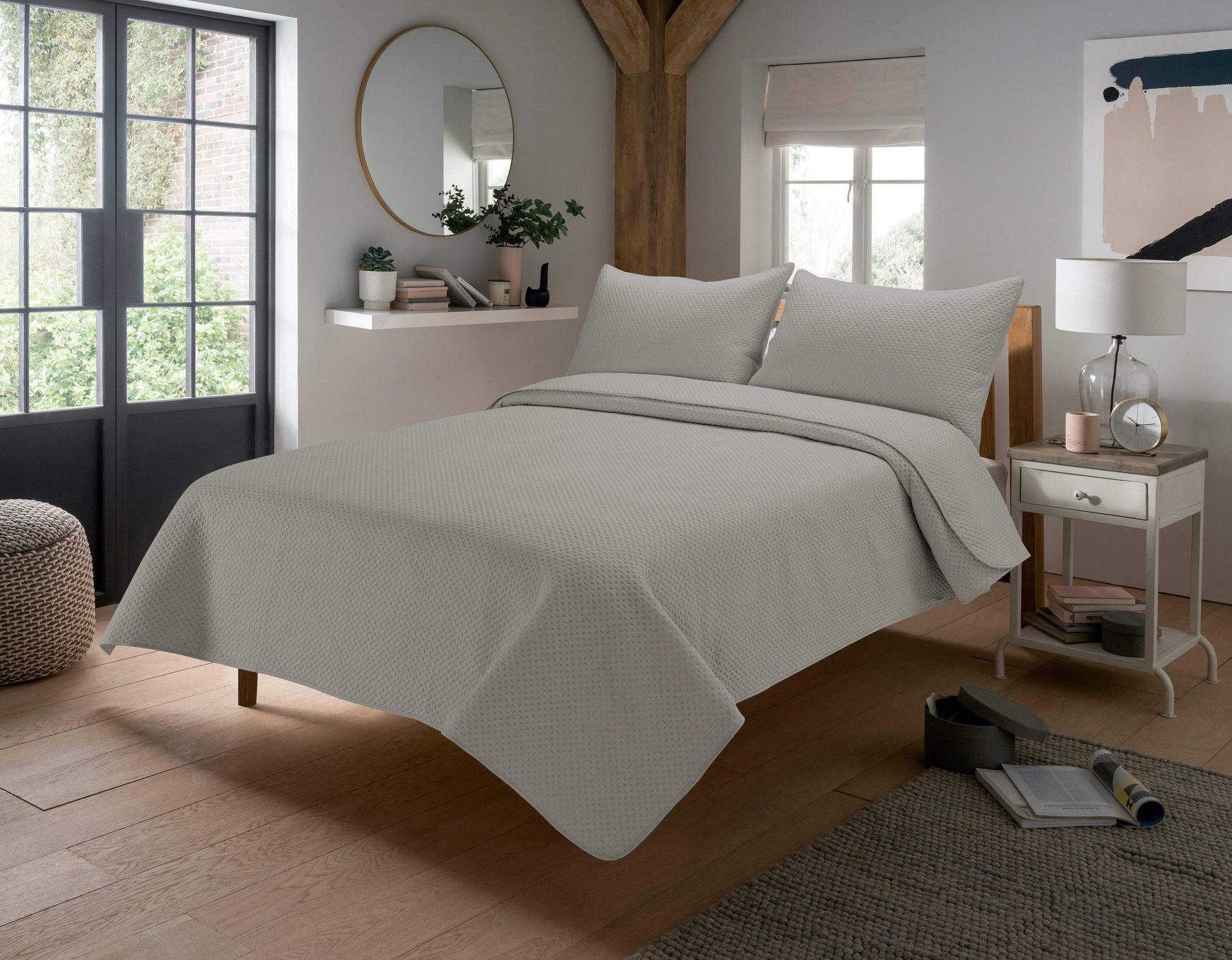 OLIVIA ROCCO Capri Embossed Luxury Bedspread Set With Quilted Throw And Duvet Matching