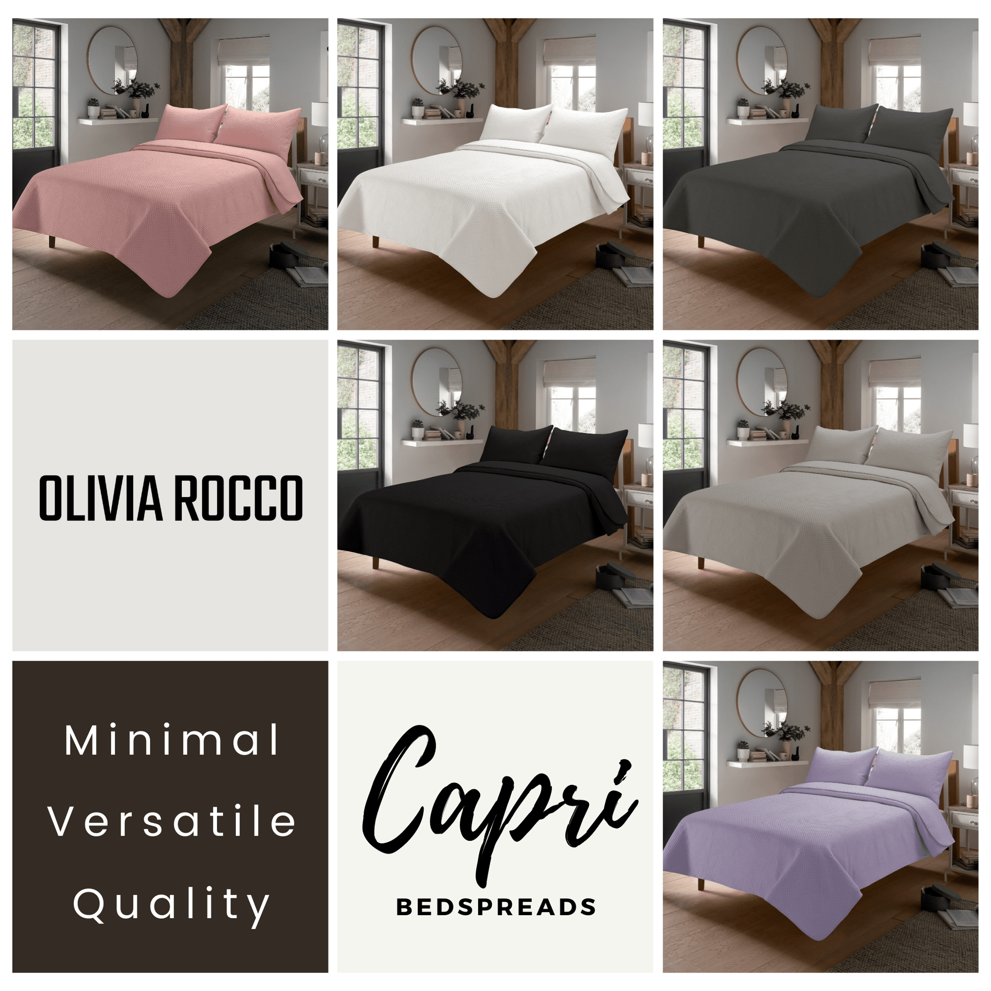 OLIVIA ROCCO Capri Embossed Luxury Bedspread Set With Quilted Throw And Duvet Matching