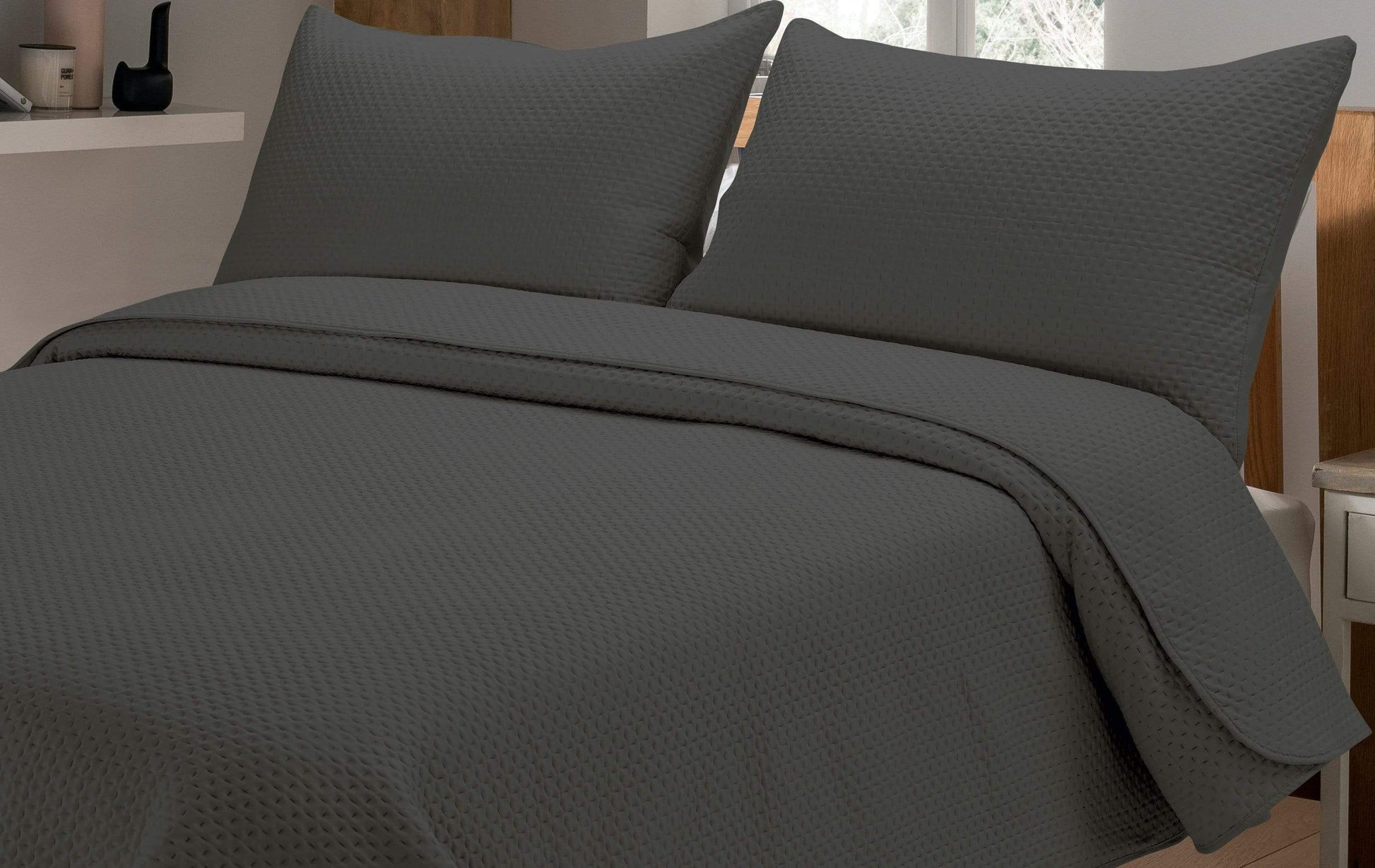 OLIVIA ROCCO Capri Embossed Luxury Bedspread Set With Quilted Throw And Duvet Matching