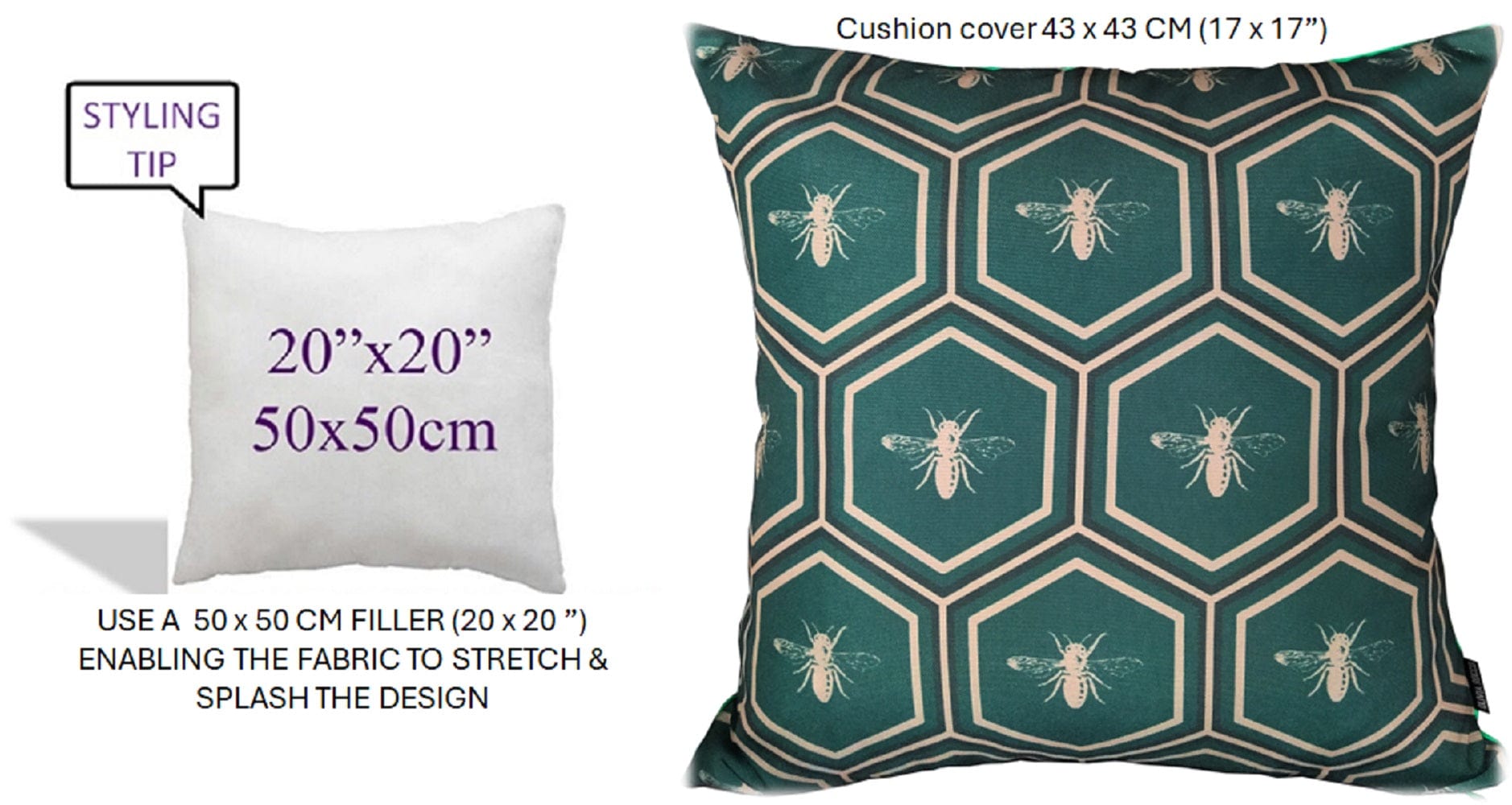 OLIVIA ROCCO Emerald Bees Waterproof Cushion Covers 43 x 43 cm Reversible Breathable