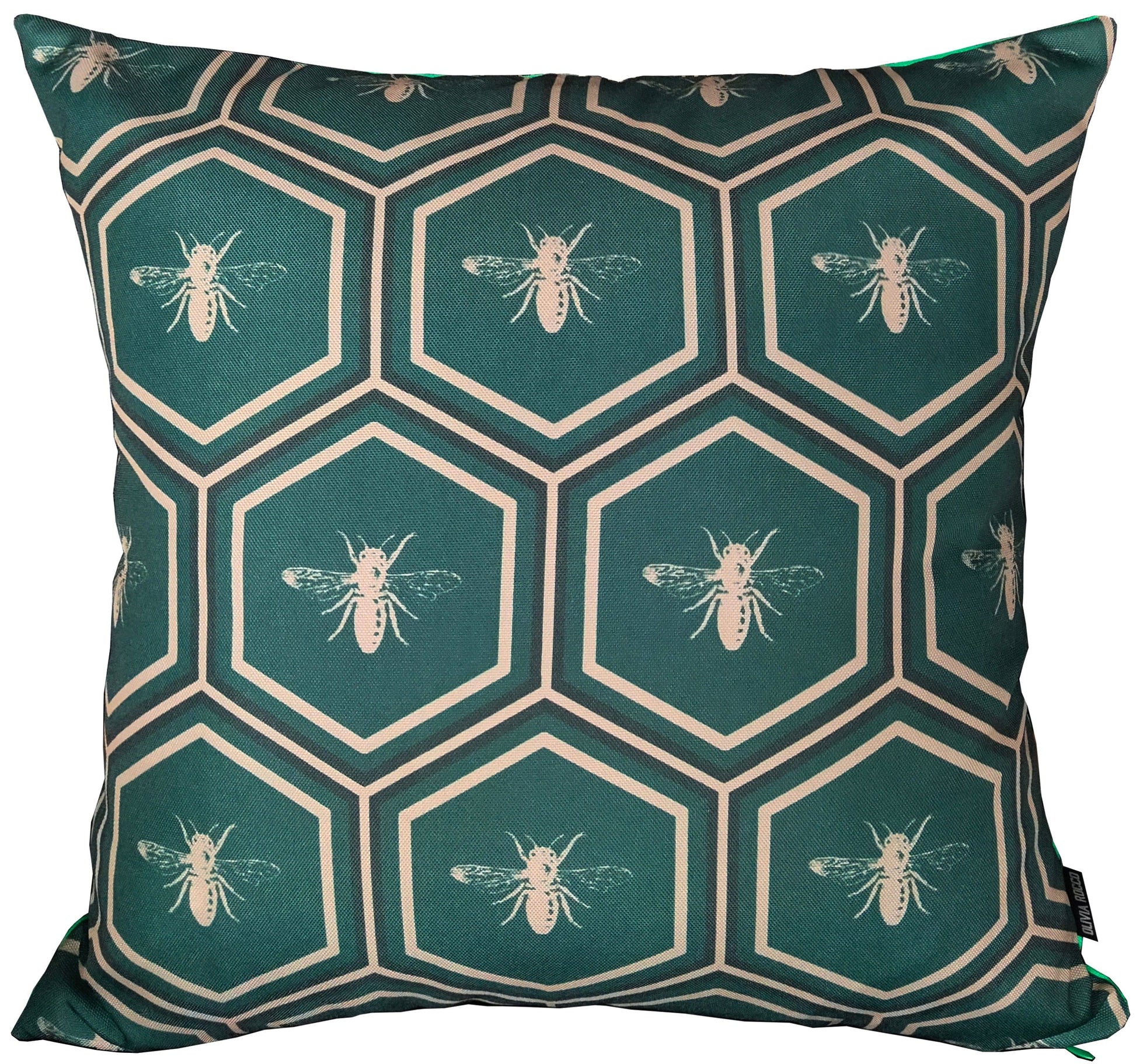 OLIVIA ROCCO Emerald Bees Waterproof Cushion Covers 43 x 43 cm Reversible Breathable