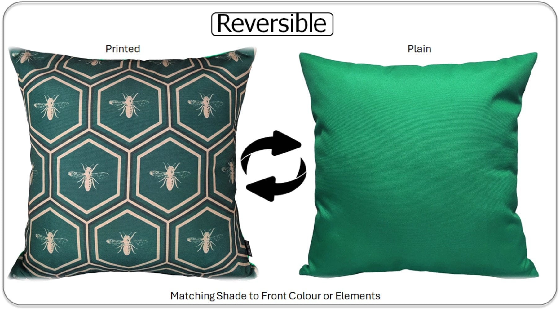 OLIVIA ROCCO Emerald Bees Waterproof Cushion Covers 43 x 43 cm Reversible Breathable