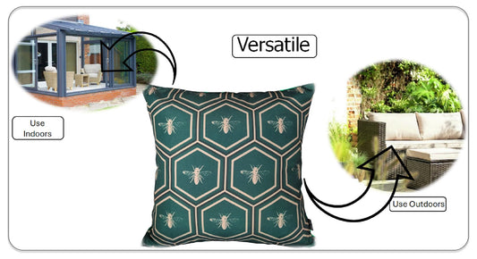 OLIVIA ROCCO Emerald Bees Waterproof Cushion Covers 43 x 43 cm Reversible Breathable
