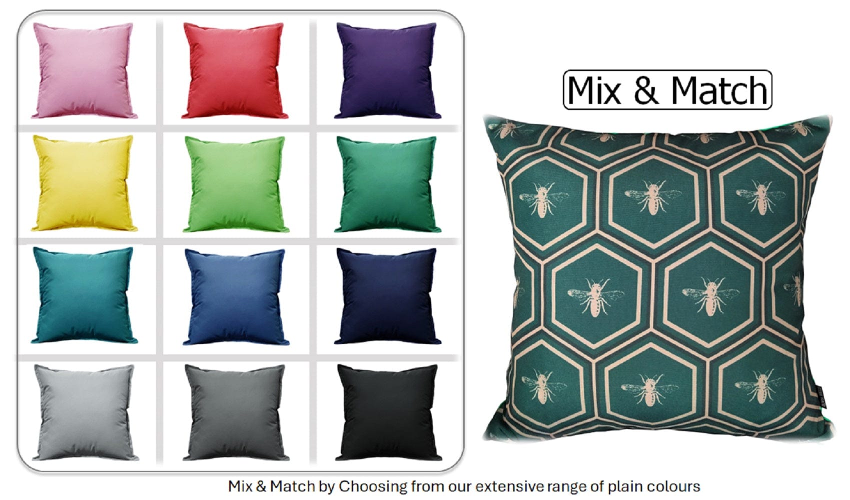 OLIVIA ROCCO Emerald Bees Waterproof Cushion Covers 43 x 43 cm Reversible Breathable