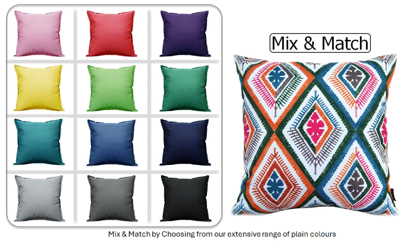 OLIVIA ROCCO Vibrant Meze Outdoor Waterproof Cushion Covers 43 x 43 cm Garden Patio