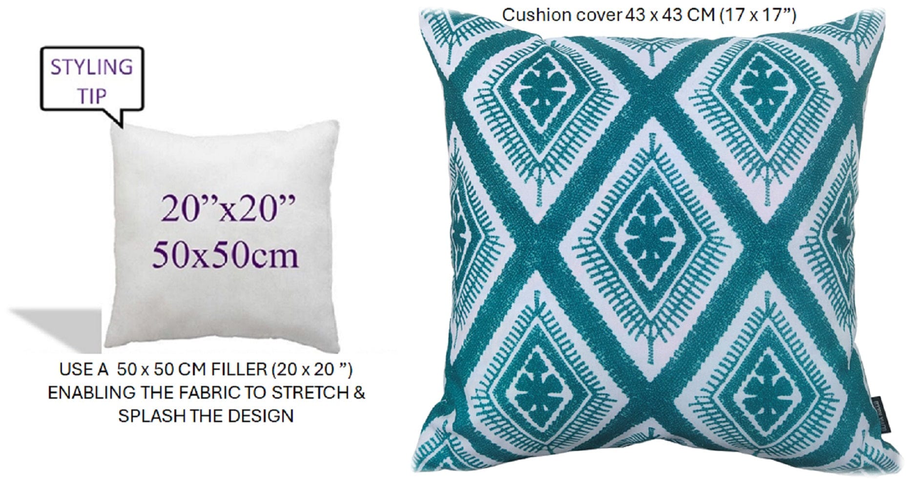 OLIVIA ROCCO Meze Teal Waterproof Cushion Covers 43 x 43 cm Reversible Breathable Indoor