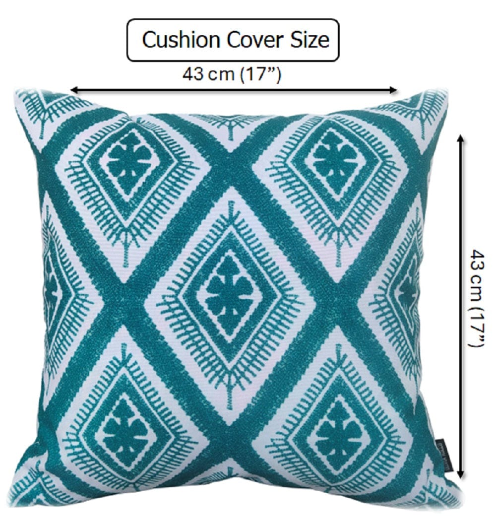 OLIVIA ROCCO Meze Teal Waterproof Cushion Covers 43 x 43 cm Reversible Breathable Indoor