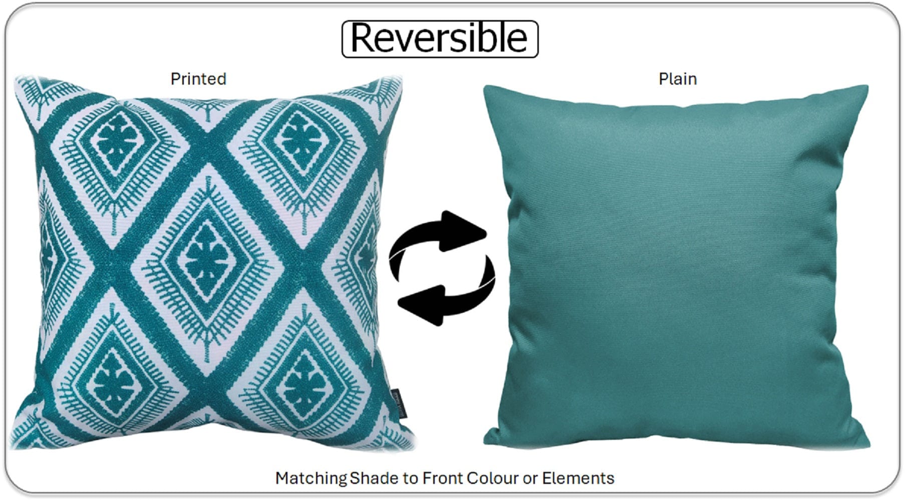 OLIVIA ROCCO Meze Teal Waterproof Cushion Covers 43 x 43 cm Reversible Breathable Indoor