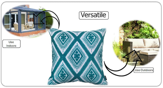 OLIVIA ROCCO Meze Teal Waterproof Cushion Covers 43 x 43 cm Reversible Breathable Indoor