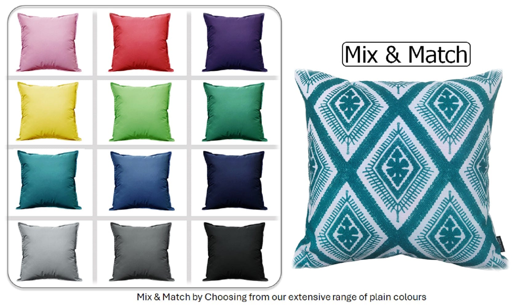 OLIVIA ROCCO Meze Teal Waterproof Cushion Covers 43 x 43 cm Reversible Breathable Indoor