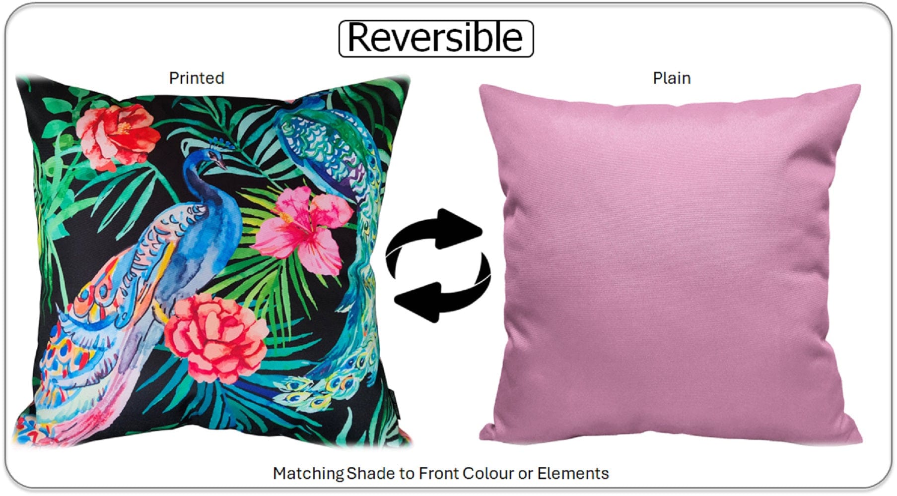 OLIVIA ROCCO Peacock Waterproof Cushion Covers 43 X 43 CM Reversible Breathable Bedroom Refresh Sofa Accent