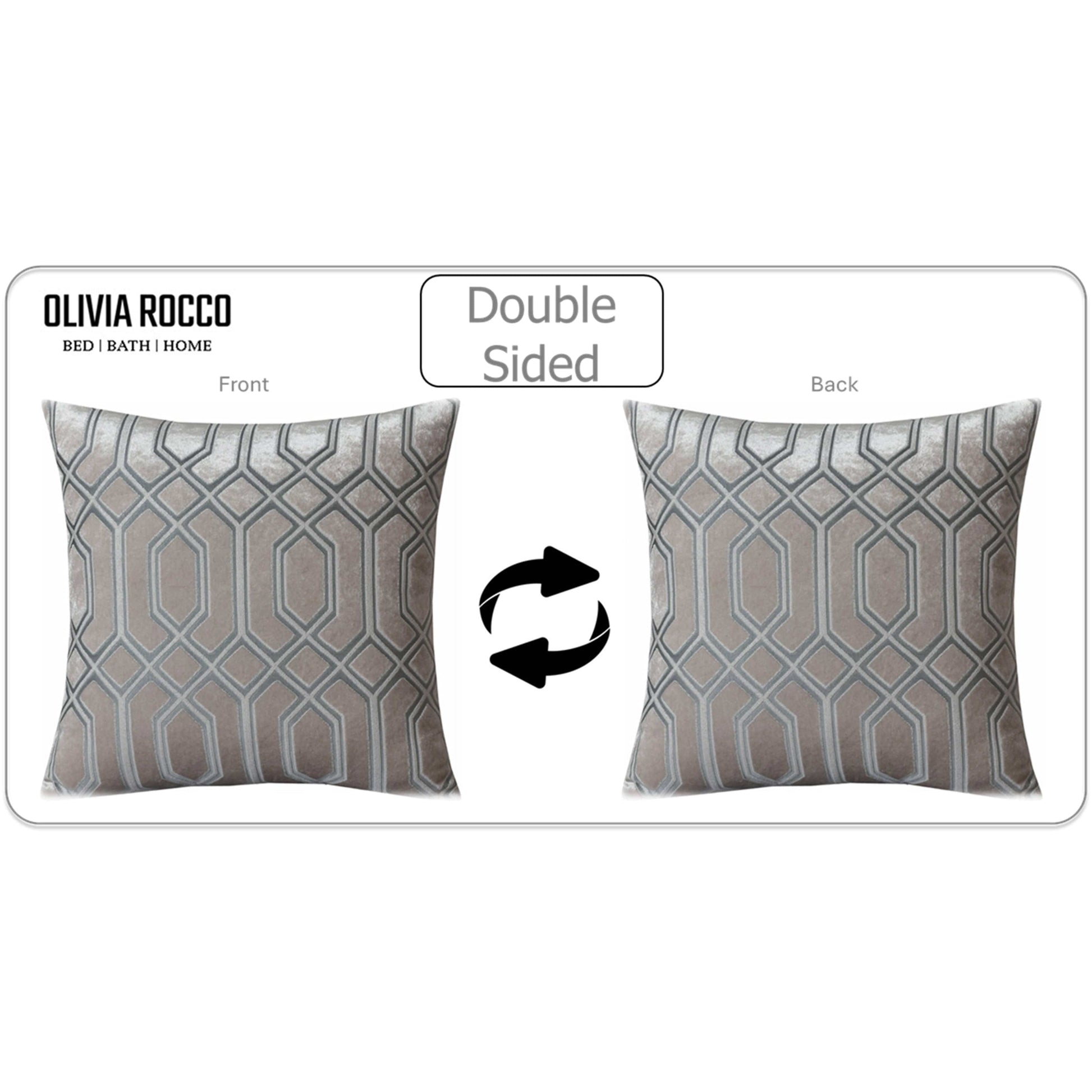 OLIVIA ROCCO Luxe Geo Velvet Cushion Covers 2 Pack Champagne Geometric Decorative